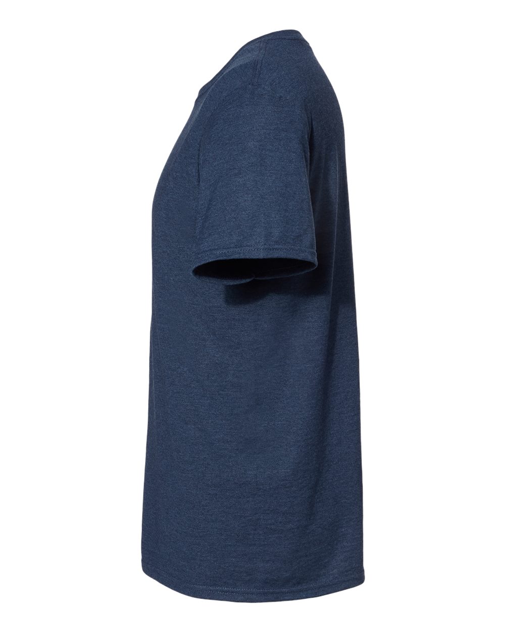 Left View of Indigo Heather Premium Blend Ring-Spun T-Shirt - 560MR