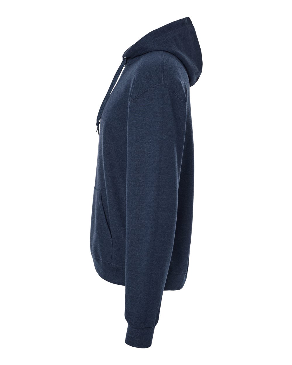 Left View of Indigo Heather Ultimate CVC Hooded Sweatshirt - IC49MR