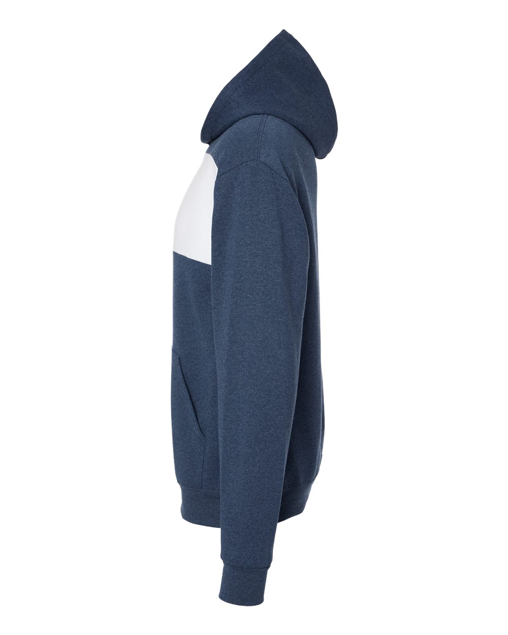Left View of Indigo Heather/ White Nublend® Billboard Hooded Sweatshirt - 98CR