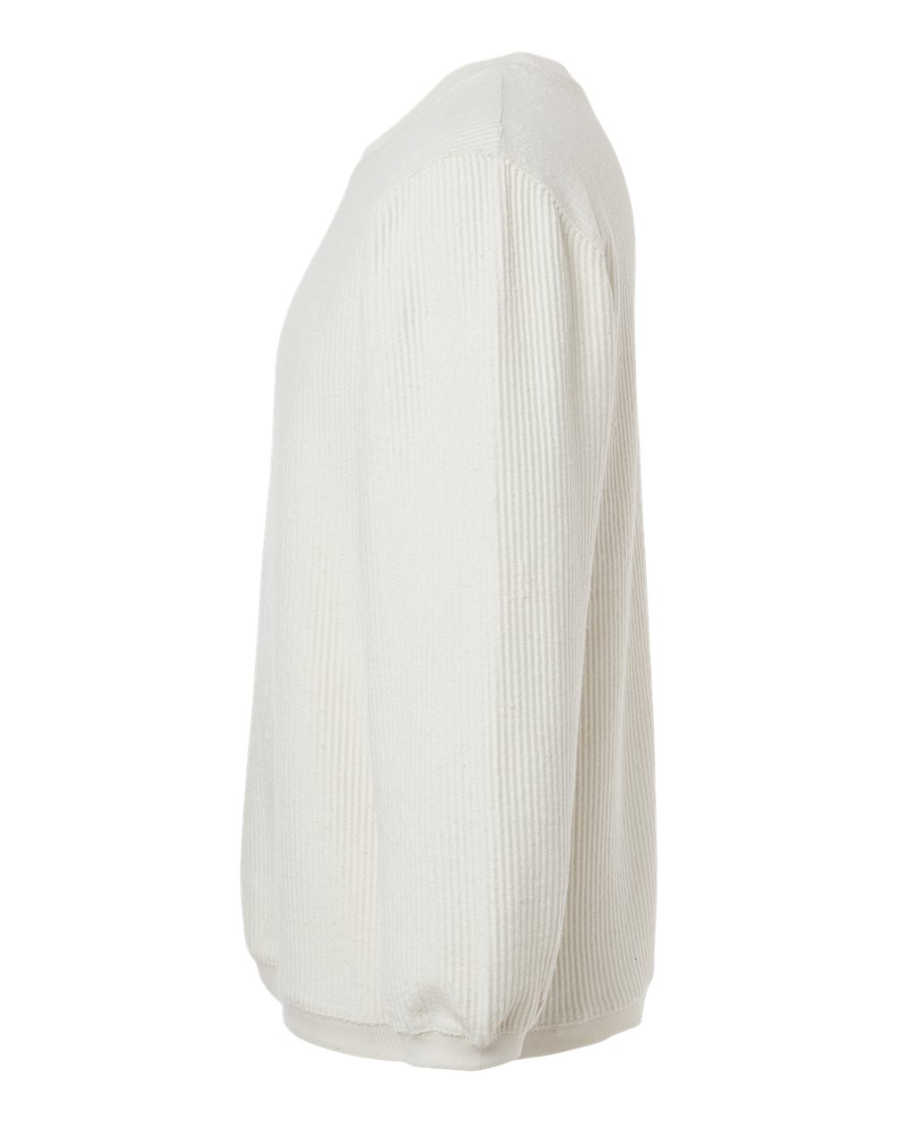 Left View of Ivory Corded Crewneck Pullover - 19179
