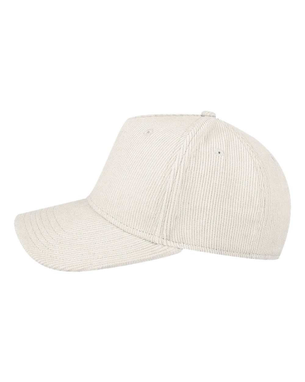 Left View of Ivory Corduroy Five-Panel Trucker Cap - ROADIE