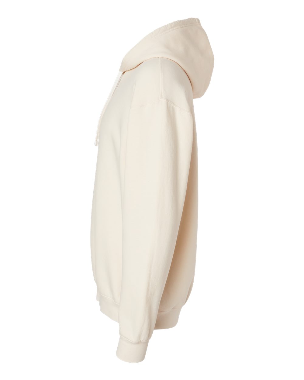 Left View of Ivory Garment-Dyed Lightweight Fleece Hooded Sweatshirt - 1467