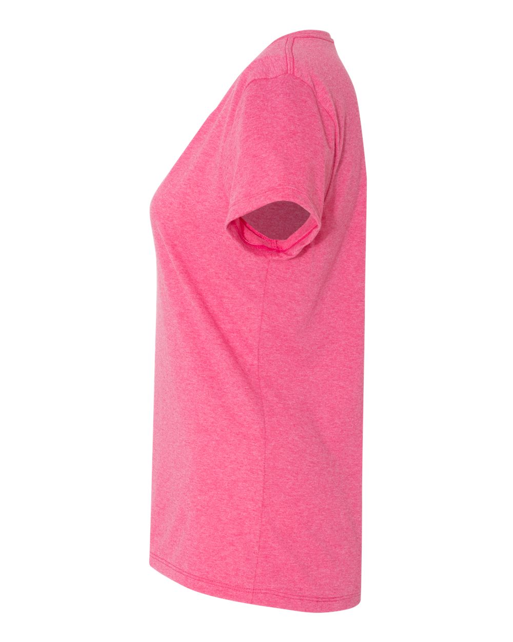 Left View of Jazzberry Pink Triblend Perfect-T Women’s Triblend V-Neck T-Shirt - 42VT