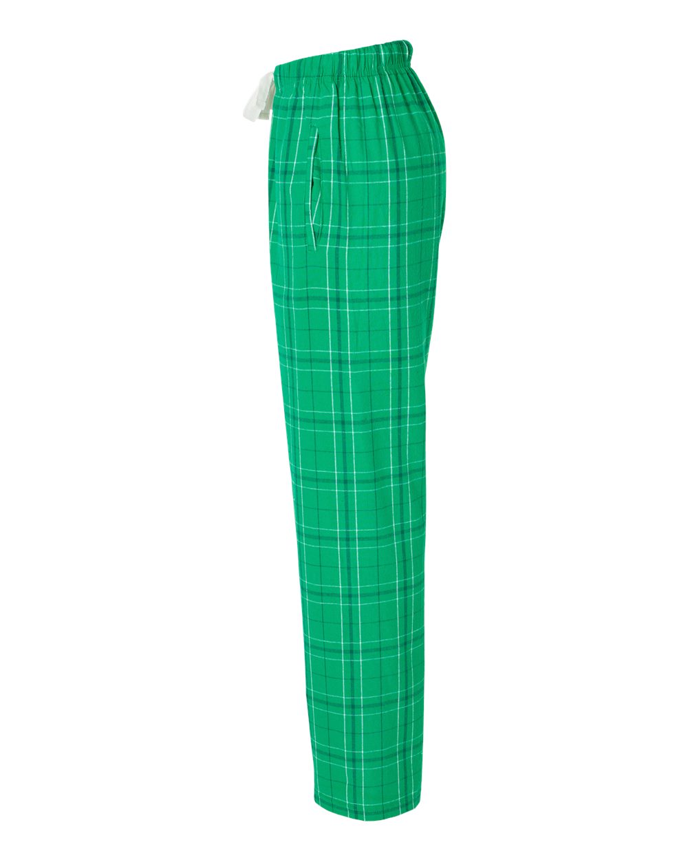 Left View of Kelly Field Day Plaid Women's Haley Flannel Pants - BW6620