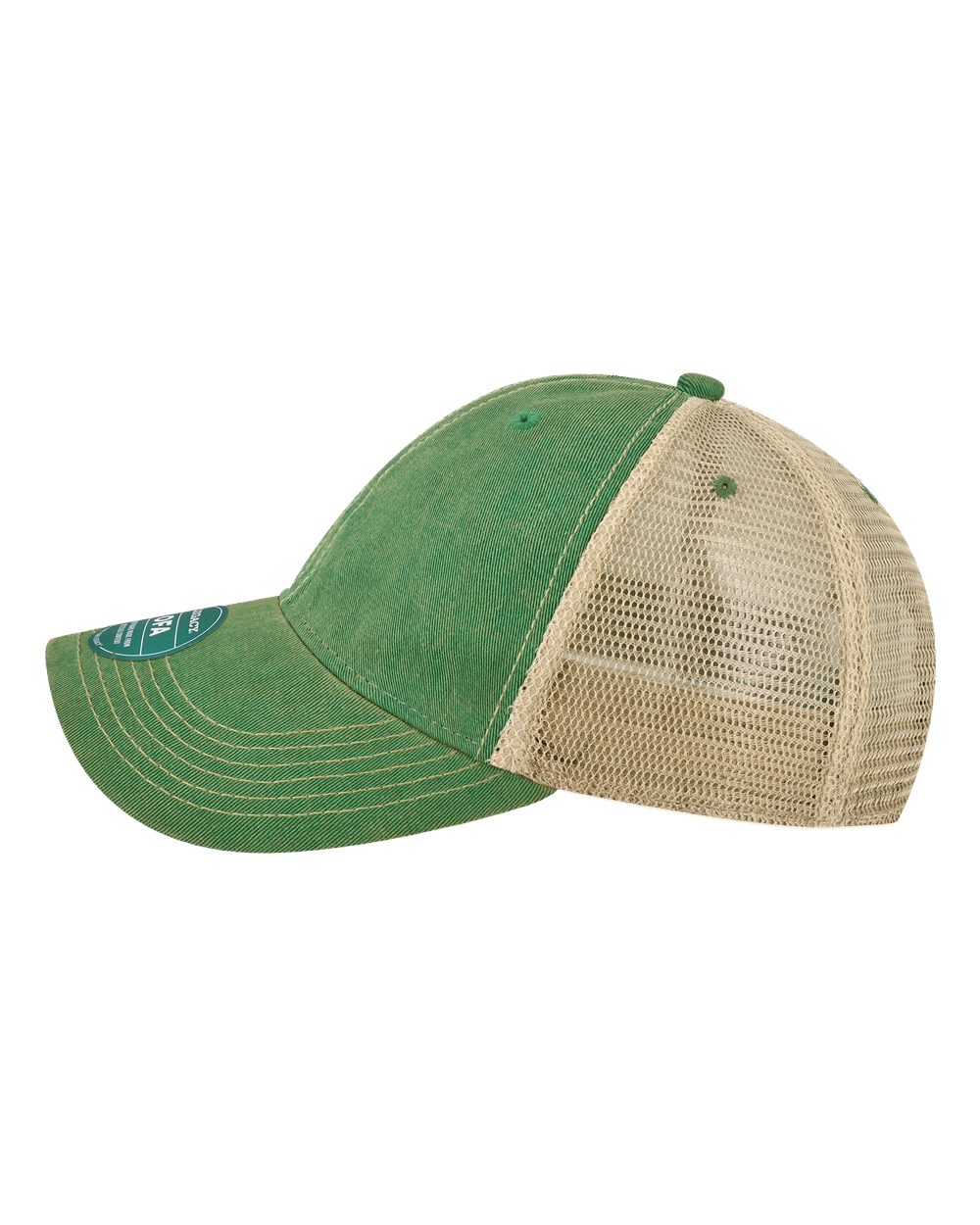 Left View of Kelly Green/ Khaki Old Favorite Trucker Cap - OFA