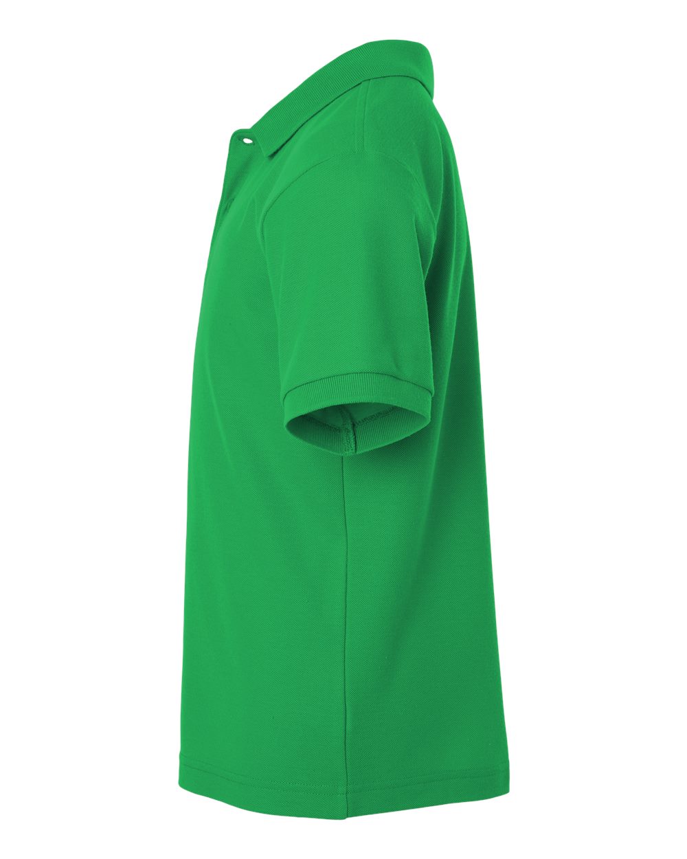 Left View of Kelly Green Youth Pique Polo - 62800Y