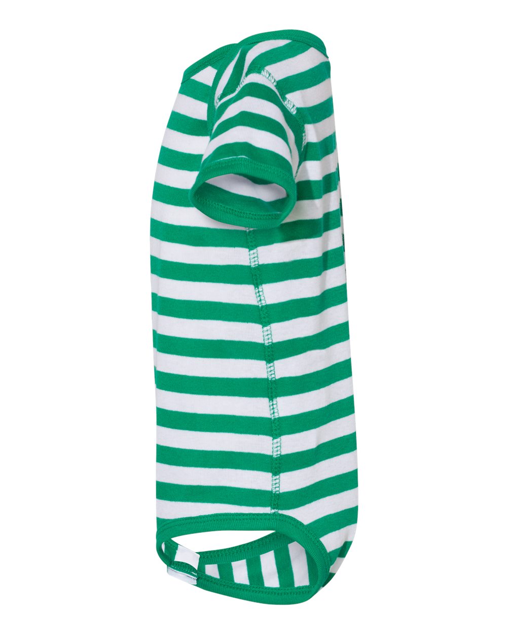 Left View of Kelly/ White Stripe Infant Baby Rib Bodysuit - 4400