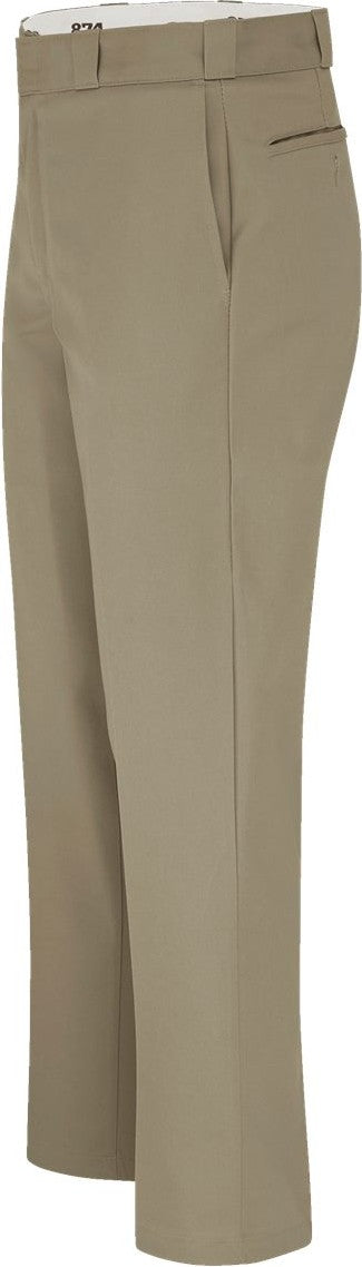 Left View of Khaki - 39 Unhemmed Industrial 874® Work Pants - P874
