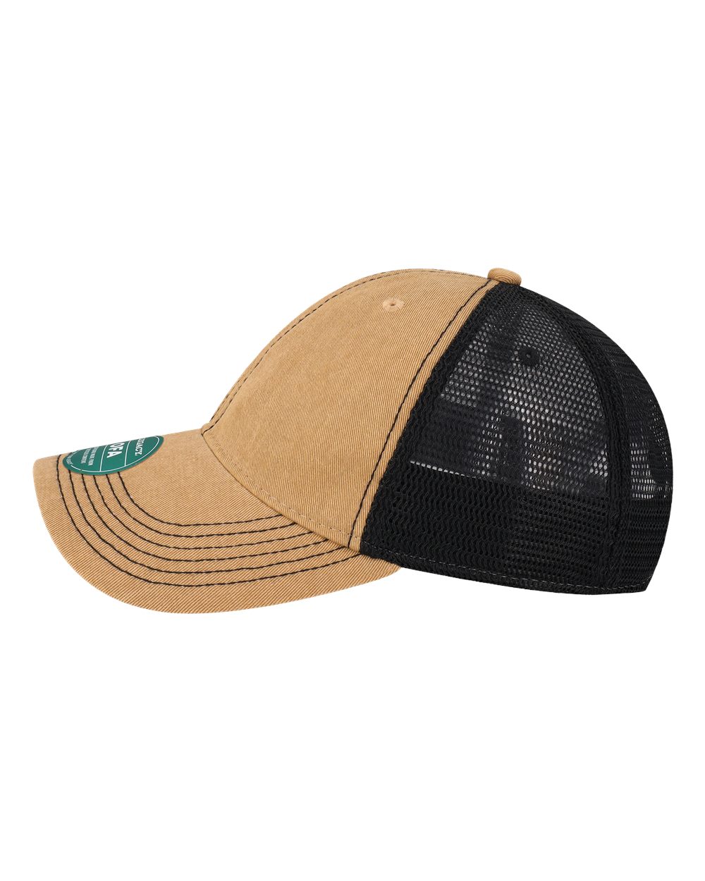 Left View of Khaki/ Black Old Favorite Trucker Cap - OFA