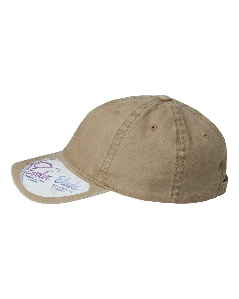 Left View of Khaki/ Camo Women's Pigment-Dyed with Fashion Undervisor Cap - CASSIE