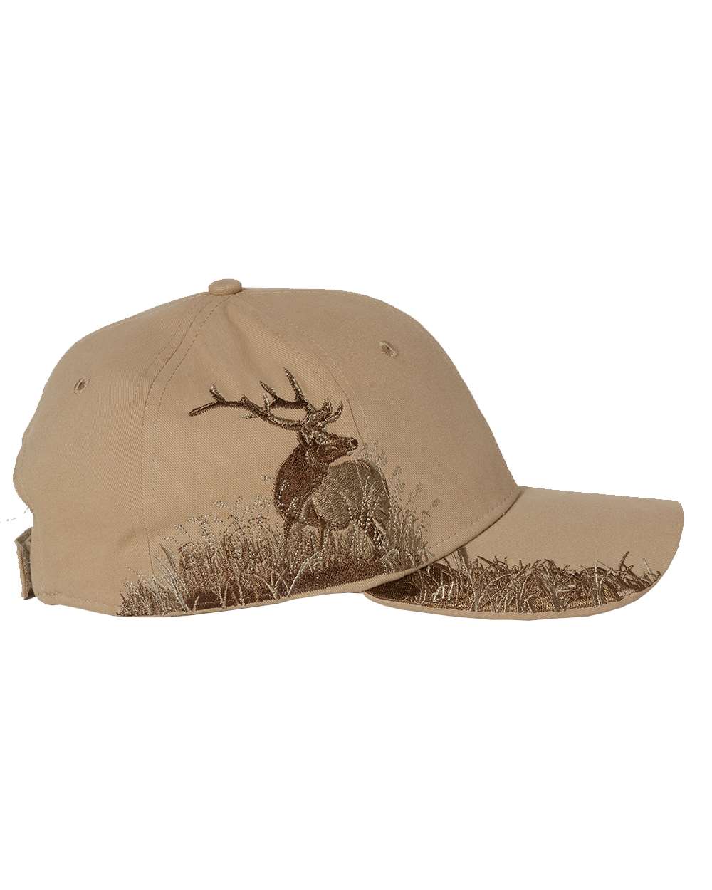 Left View of Khaki Elk Cap - 3259