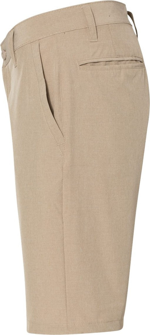 Left View of Khaki Heather Hybrid Stretch Shorts - 9820