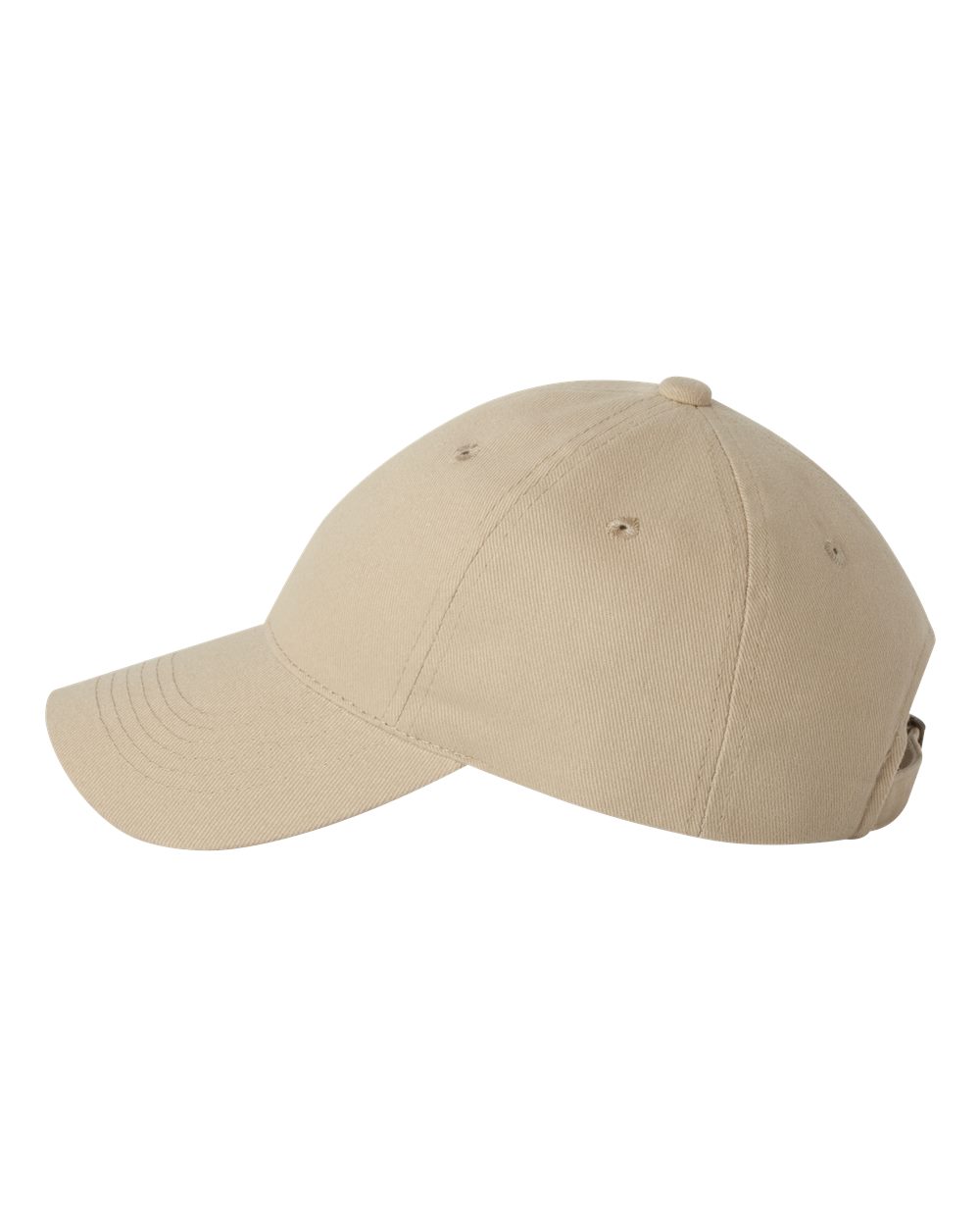 Left View of Khaki Heavy Brushed Twill Unstructured Cap - 9610