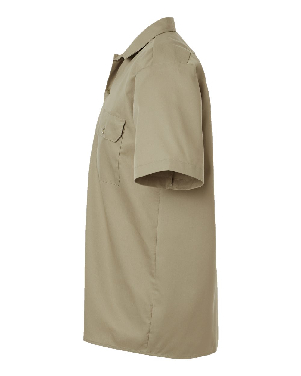 Left View of Khaki Short Sleeve Work Shirt - Tall Sizes - 2574T