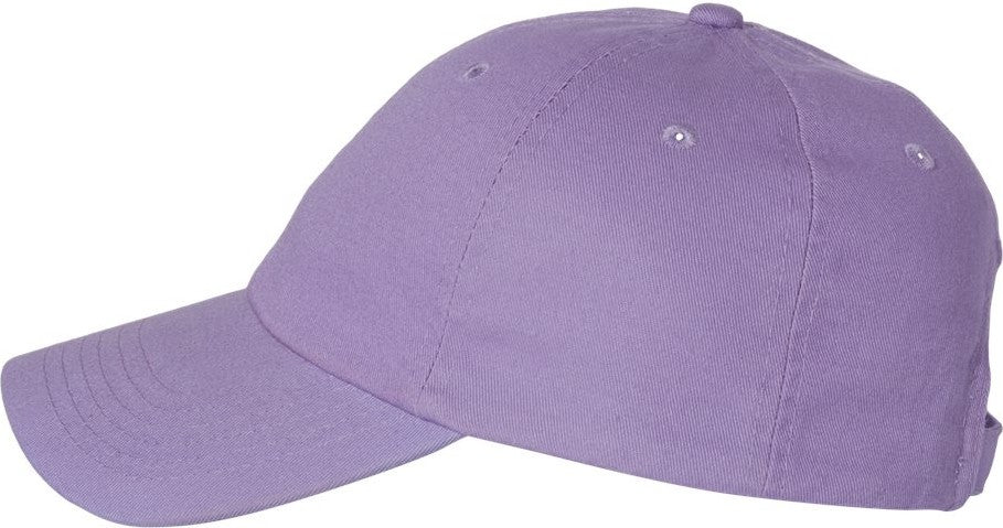 Left View of Lavender Bio-Washed Classic Dad Hat - VC300A