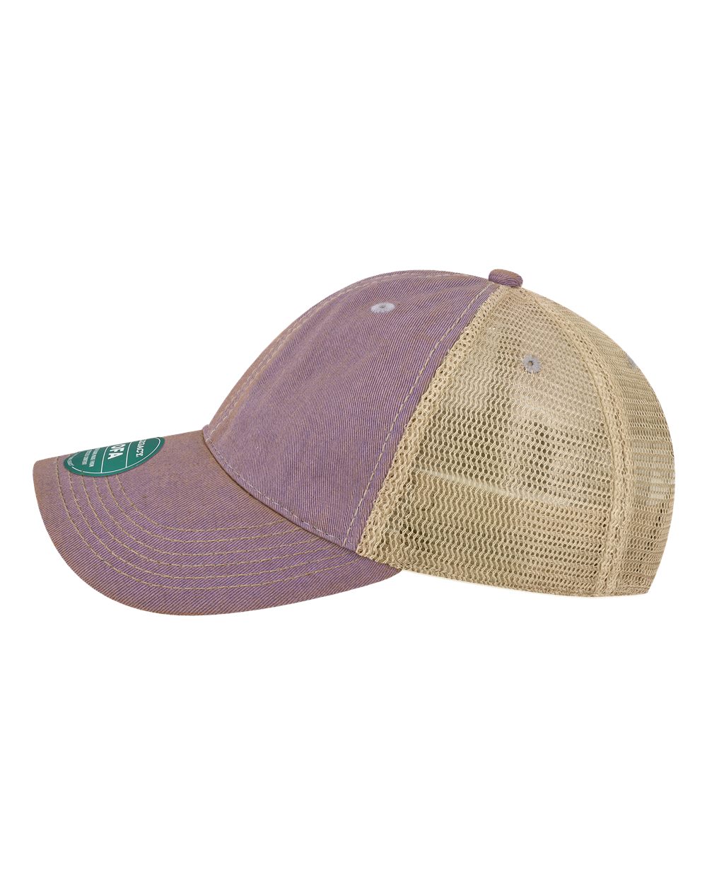 Left View of Lavender/ Khaki Old Favorite Trucker Cap - OFA