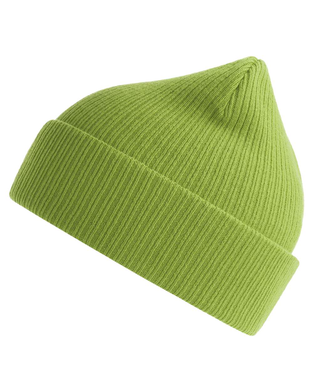 Left View of Leaf Green Sustainable Cuffed Beanie - NELSON