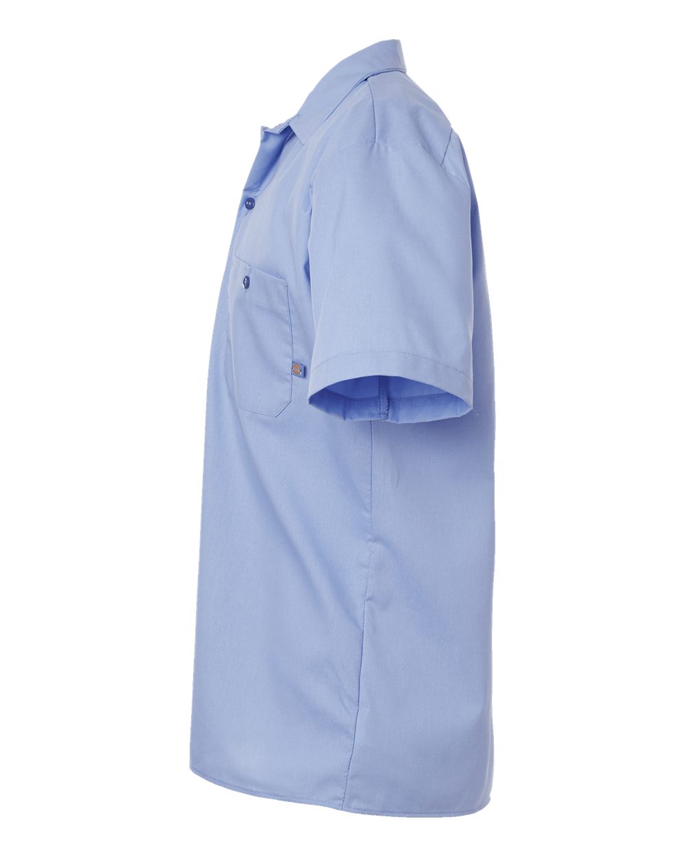 Left View of Light Blue Industrial Short Sleeve Work Shirt - Tall Sizes - S535T