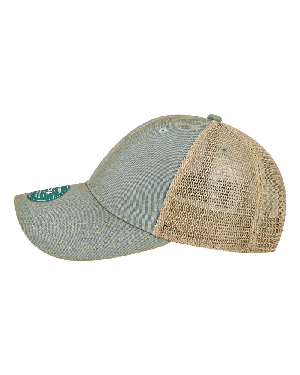 Left View of Light Blue/ Khaki Old Favorite Trucker Cap - OFA