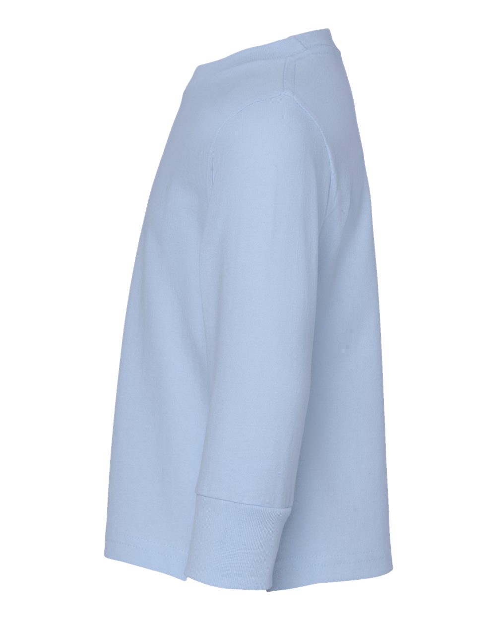 Left View of Light Blue Toddler Cotton Jersey Long Sleeve Tee - 3311