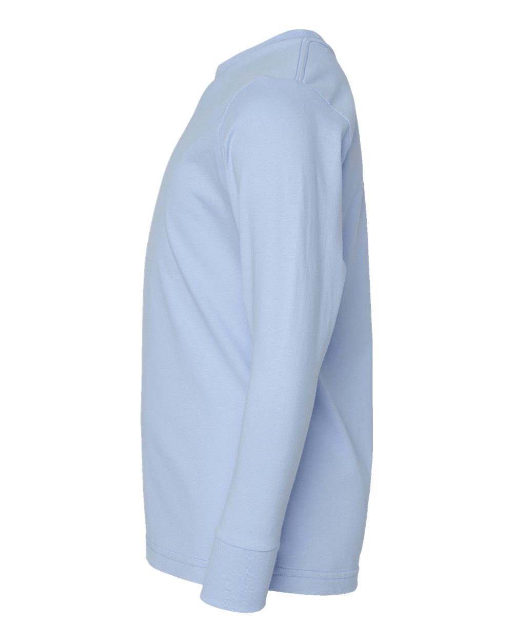 Left View of Light Blue Youth Fine Jersey Long Sleeve Tee - 6201
