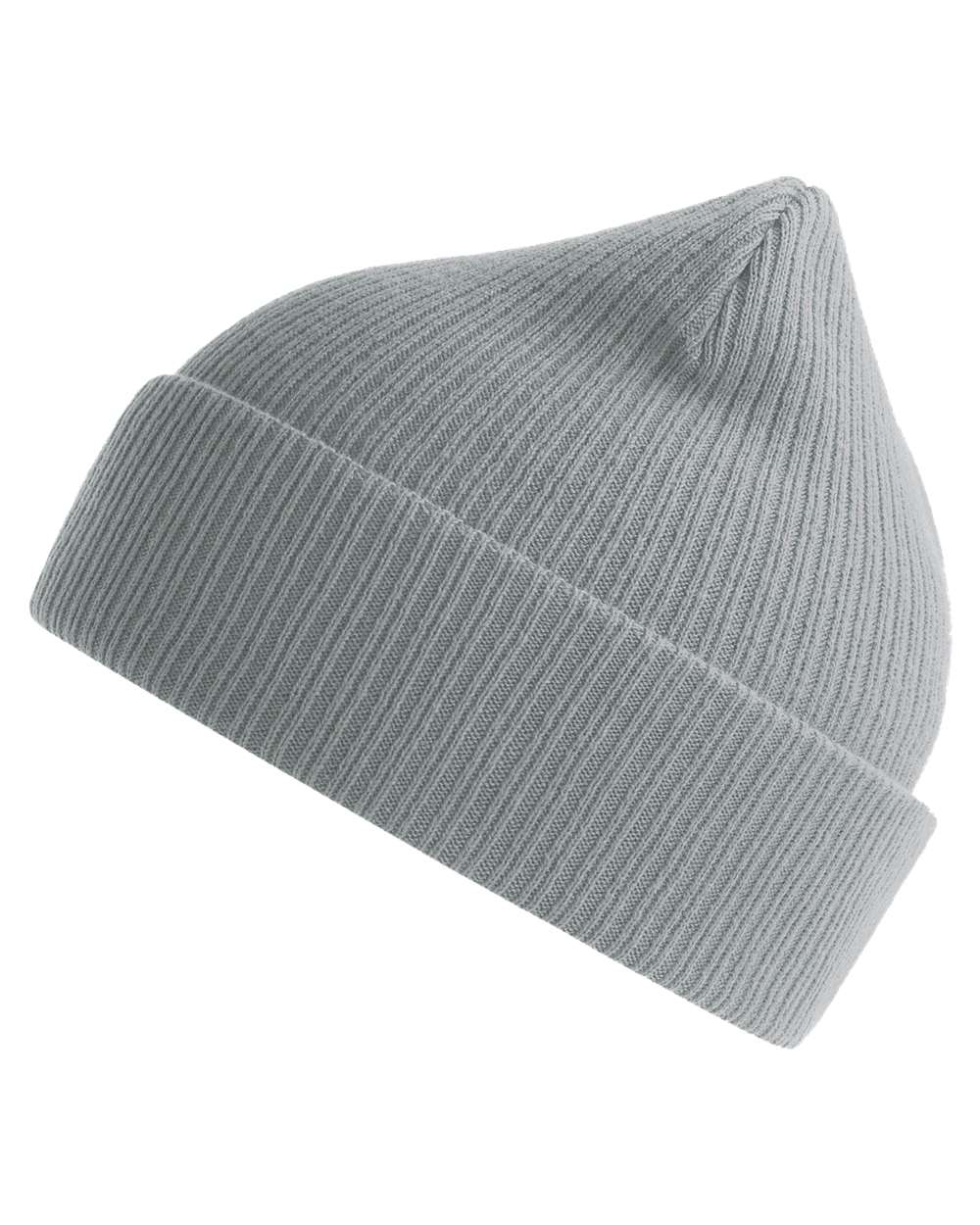 Left View of Light Grey Sustainable Cuffed Beanie - NELSON