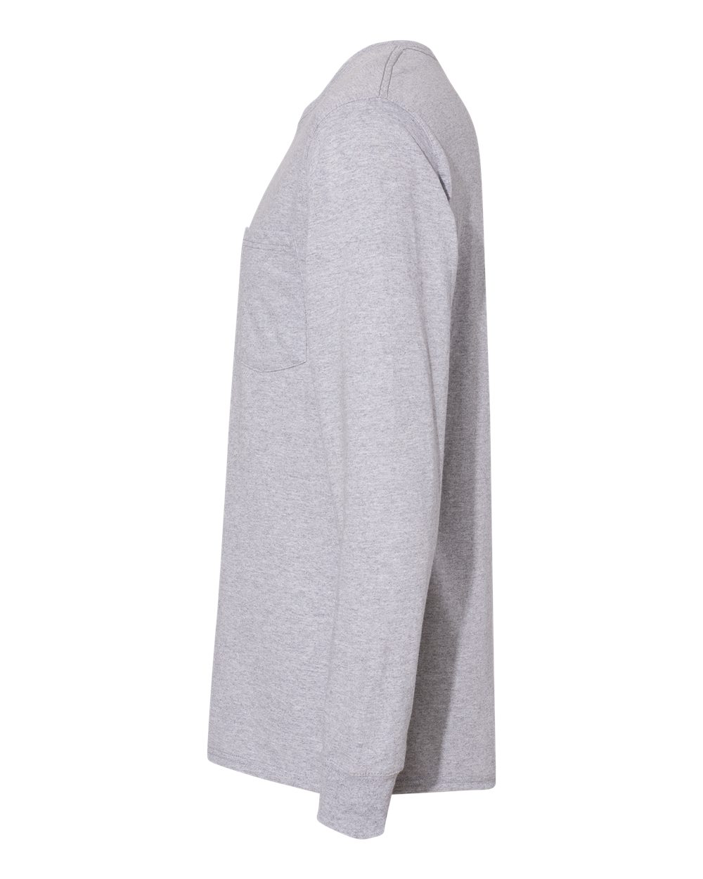 Left View of Light Steel Workwear Long Sleeve Pocket T-Shirt - W120