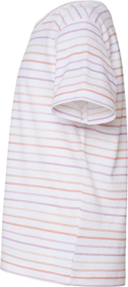 Left View of Lilac Stripe Toddler Fine Jersey Tee - 3321