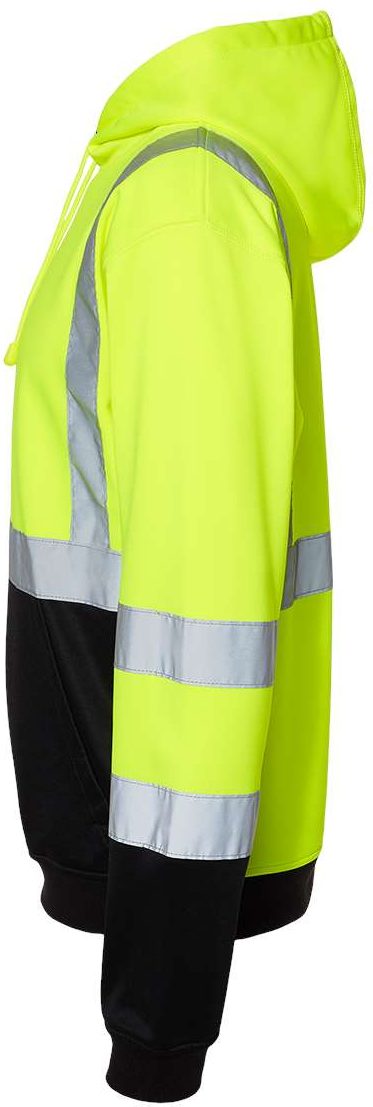 Left View of Lime Hi-Vis Hooded Sweatshirt - JS154