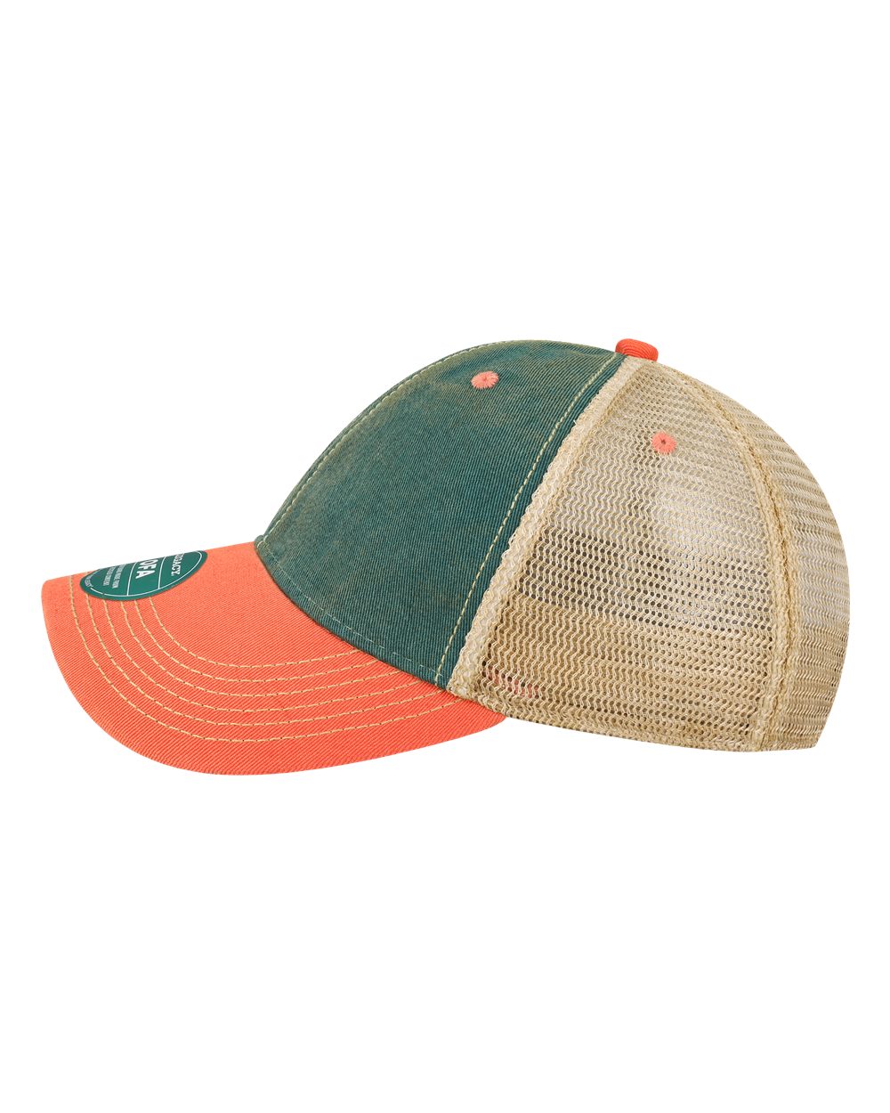 Left View of Marine Blue/ Coral Old Favorite Trucker Cap - OFA