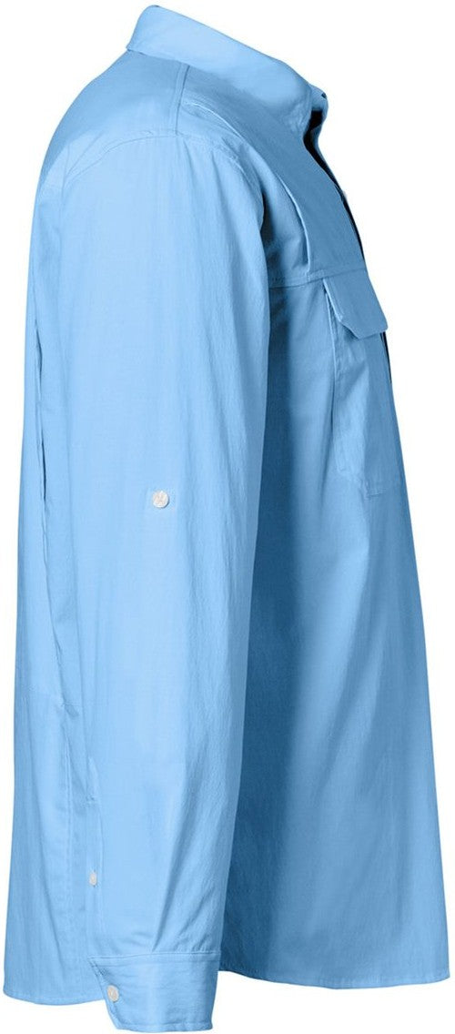 Left View of Marolina Blue Creekbed Long Sleeve Shirt - H150184