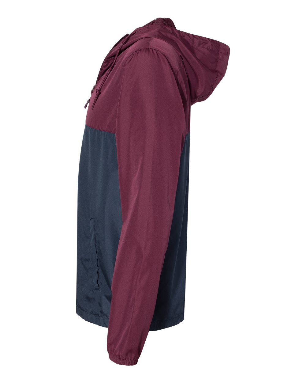 Left View of Maroon/ Classic Navy Lightweight Windbreaker Full-Zip Jacket - EXP54LWZ