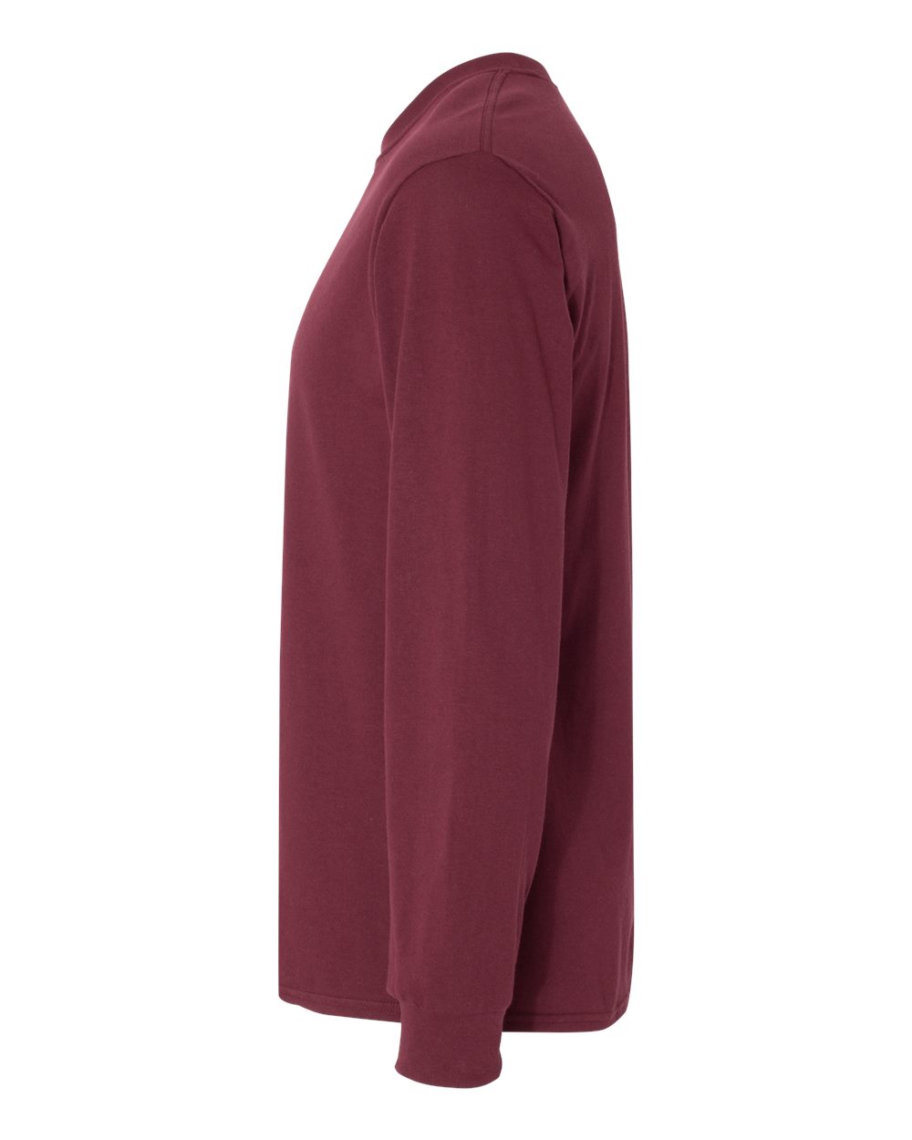 Left View of Maroon Heavy Cotton™ Long Sleeve T-Shirt - 5400