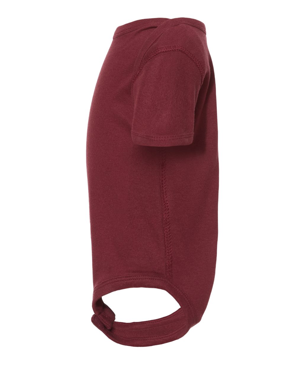 Left View of Maroon Infant Baby Rib Bodysuit - 4400