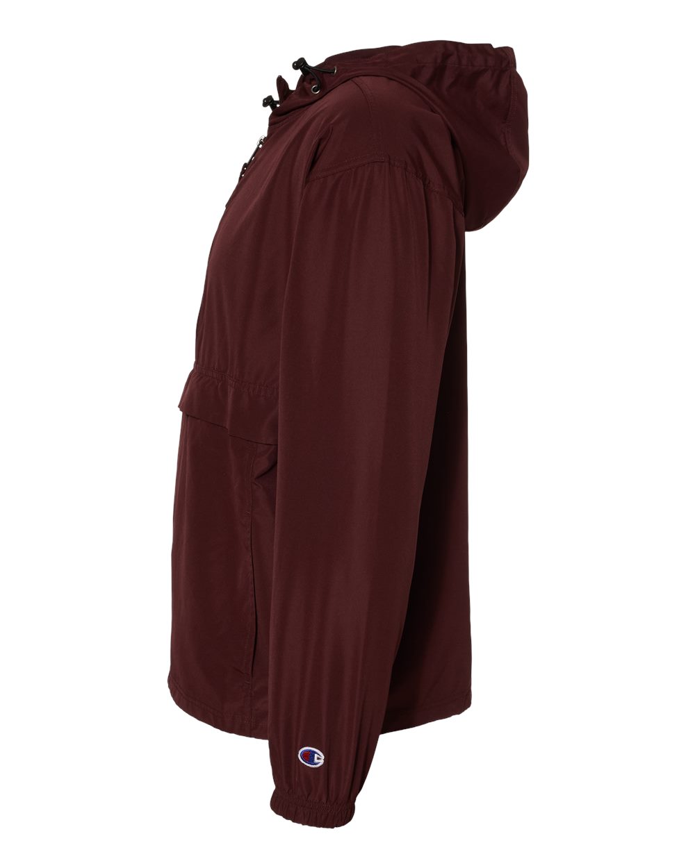 Left View of Maroon Packable Anorak Jacket - CO200