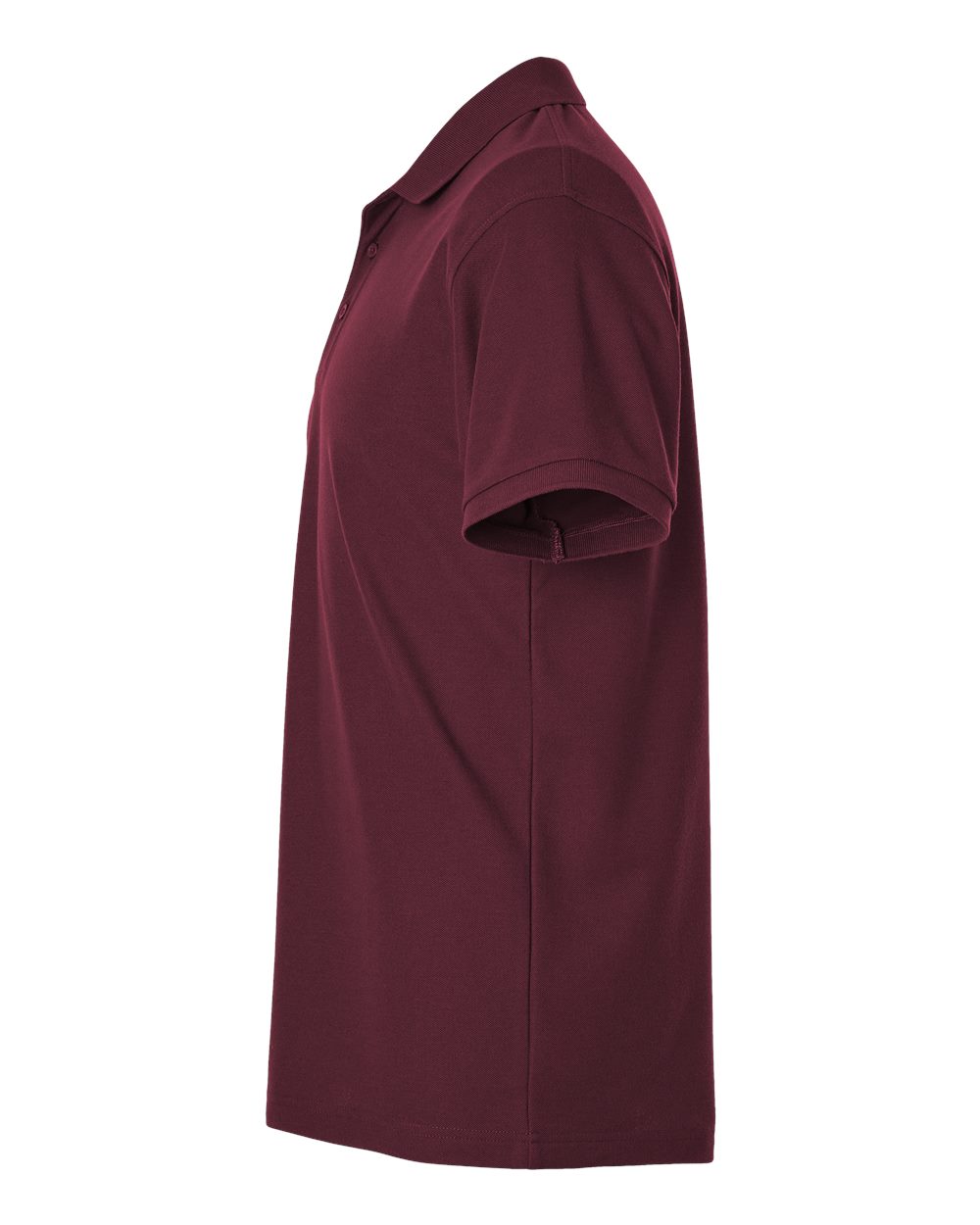 Left View of Maroon Pique Polo - 62800