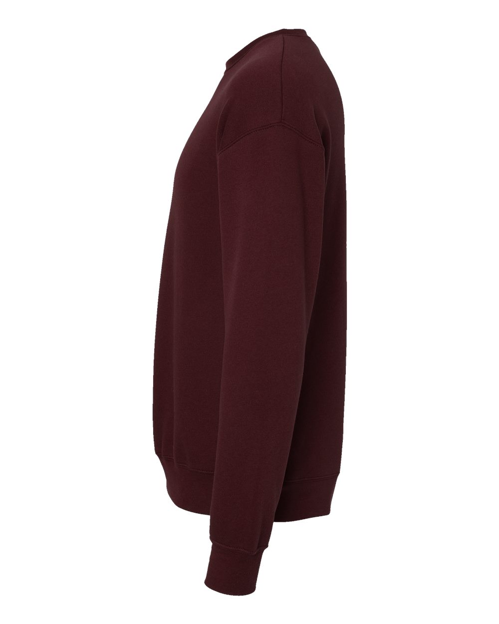 Left View of Maroon Sponge Fleece Drop Shoulder Crewneck Sweatshirt - 3945