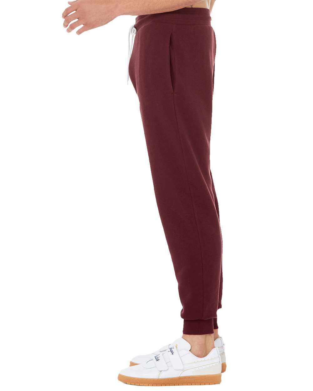 Left View of Maroon Sponge Fleece Jogger Sweatpants - 3727