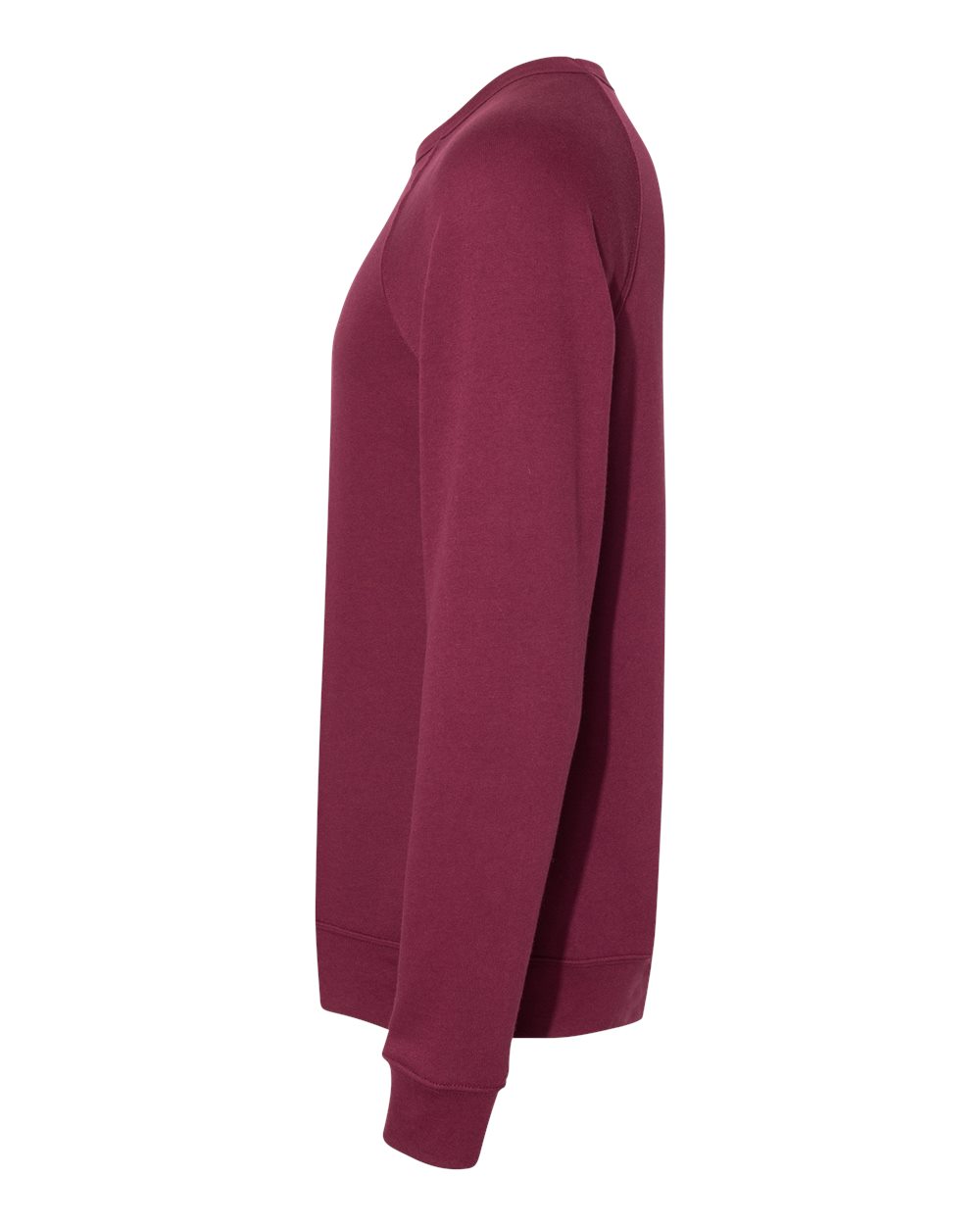 Left View of Maroon Sponge Fleece Raglan Crewneck Sweatshirt - 3901