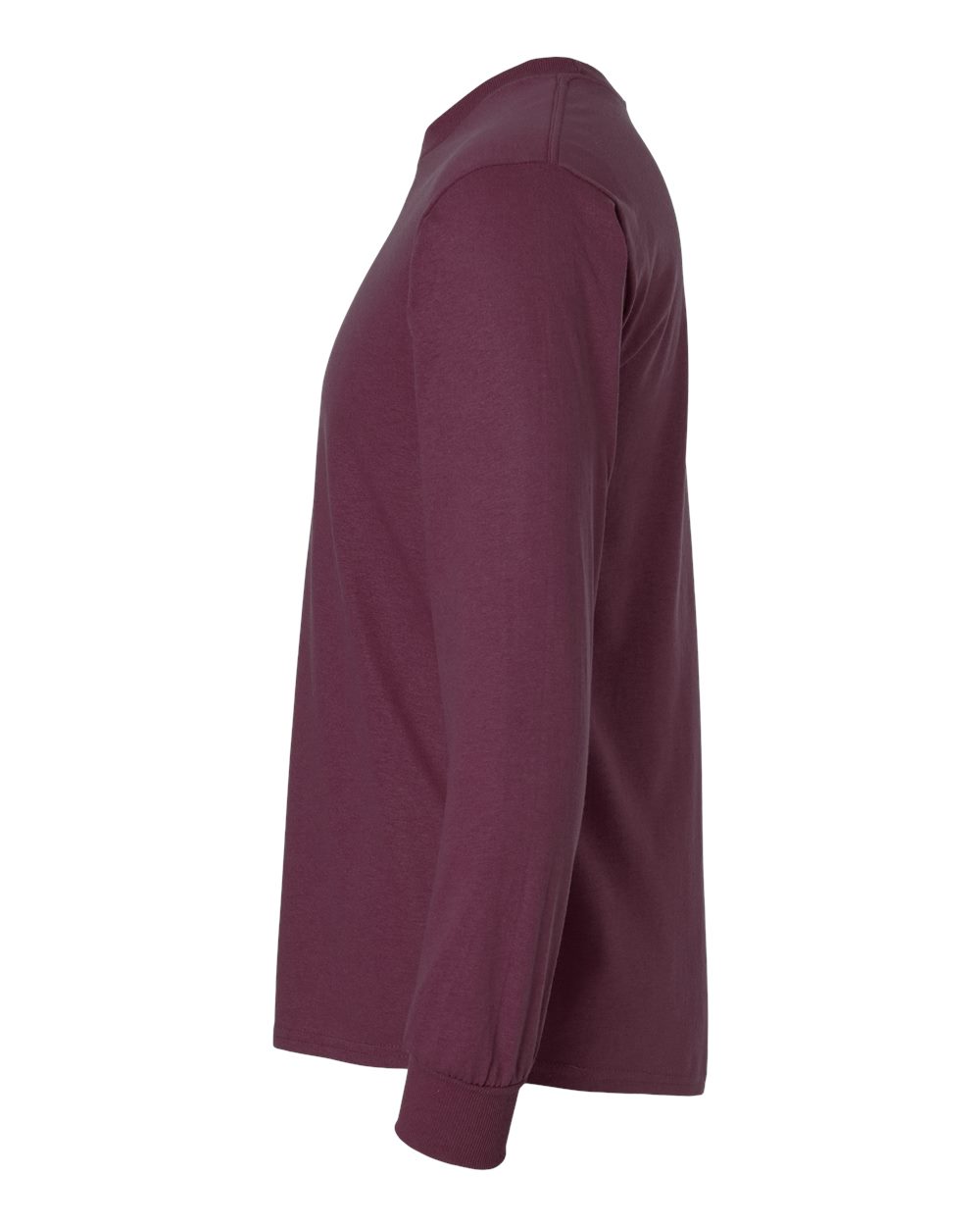 Left View of Maroon Ultra Cotton® Long Sleeve T-Shirt - 2400