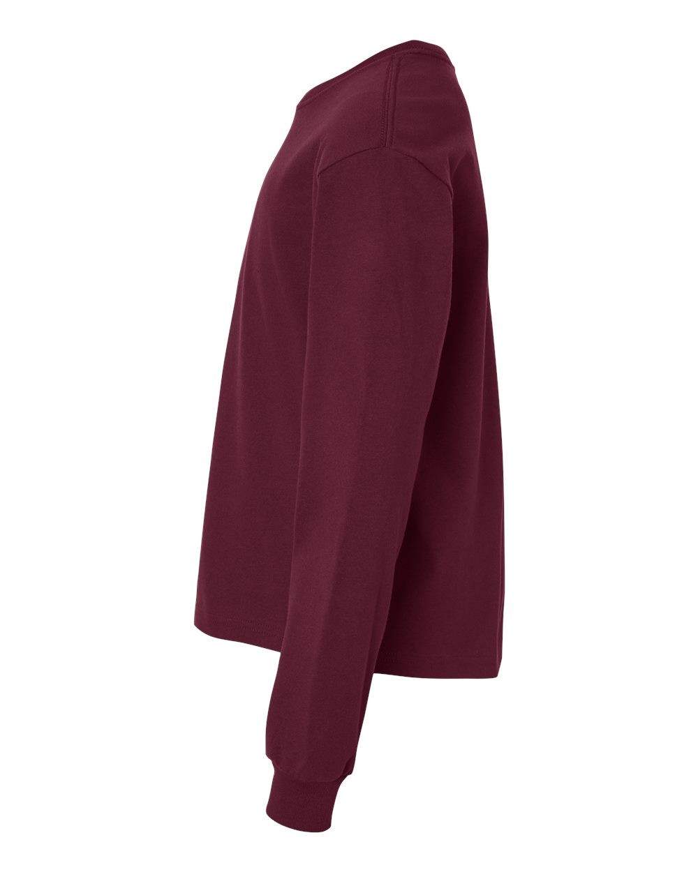 Left View of Maroon Youth 6oz. Heavyweight Long Sleeve Tee - 3511Y
