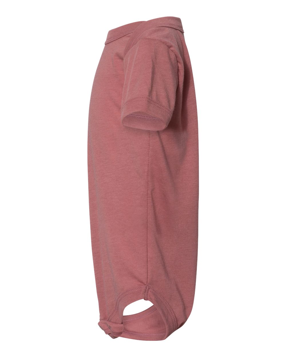 Left View of Mauve Triblend Infant Triblend Short Sleeve One Piece - 134B