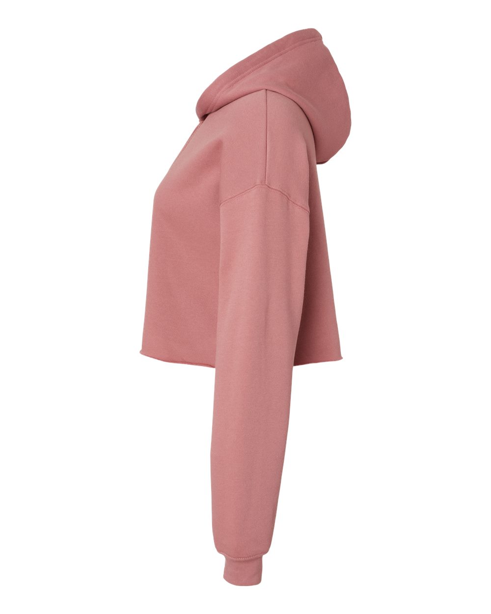 Left View of Mauve Women's Crop Fleece Hoodie - 7502