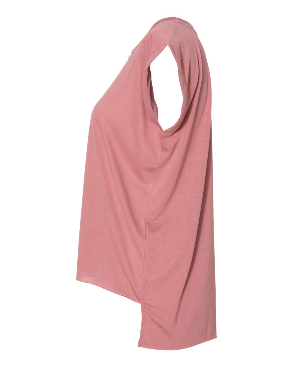 Left View of Mauve Women’s Flowy Rolled Cuffs Muscle Tee - 8804