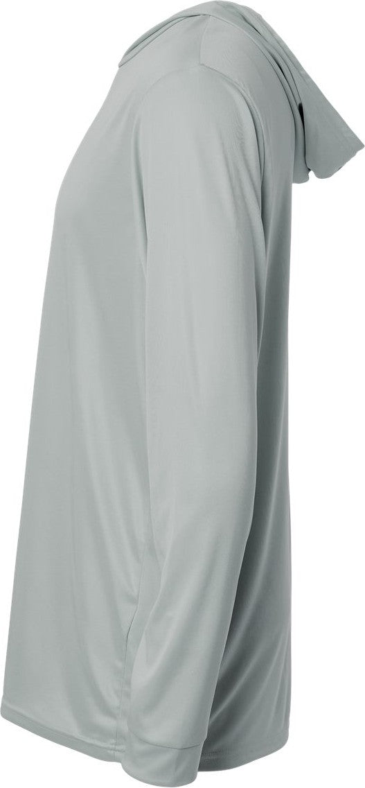Left View of Medium Grey Bahama Performance Hooded Long Sleeve T-Shirt - 220
