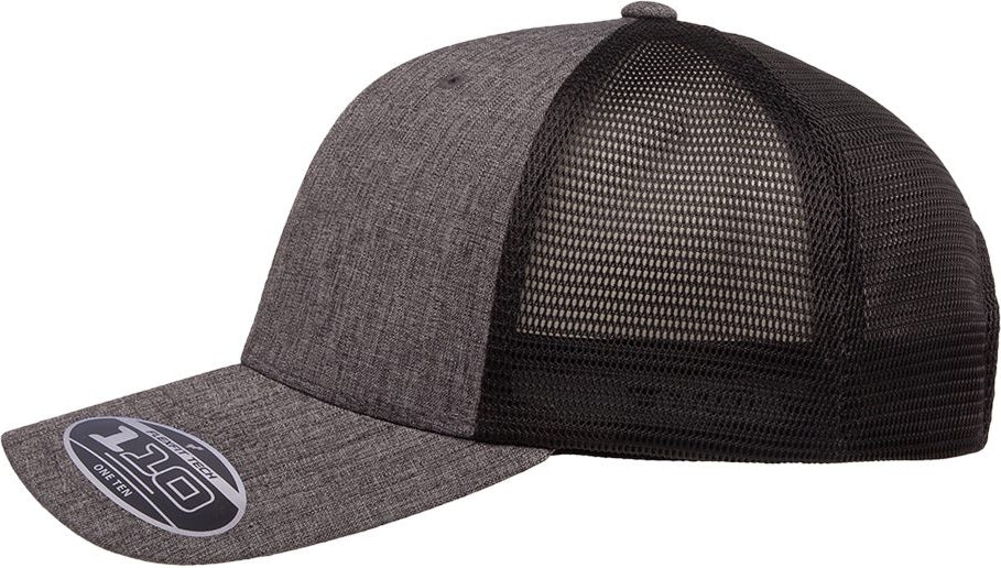 Left View of Melange Charcoal/ Black 110® Mesh-Back Cap - 110M