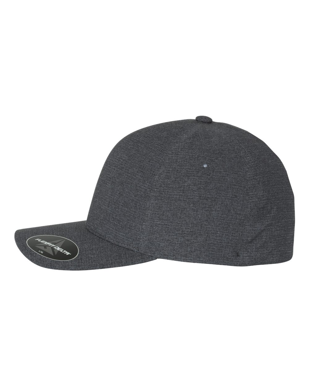 Left View of Melange Charcoal Delta® Seamless Cap - 180