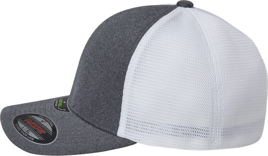 Left View of Melange Dark Grey/ White Unipanel™ Trucker Cap - 5511UP