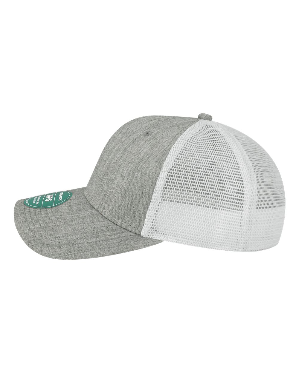 Left View of Melange Grey/ White Mid-Pro Snapback Trucker Cap - MPS