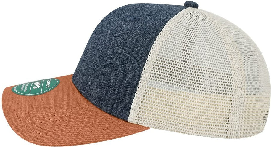 Left View of Melange Navy/ Bronze/ Stone Mid-Pro Snapback Trucker Cap - MPS